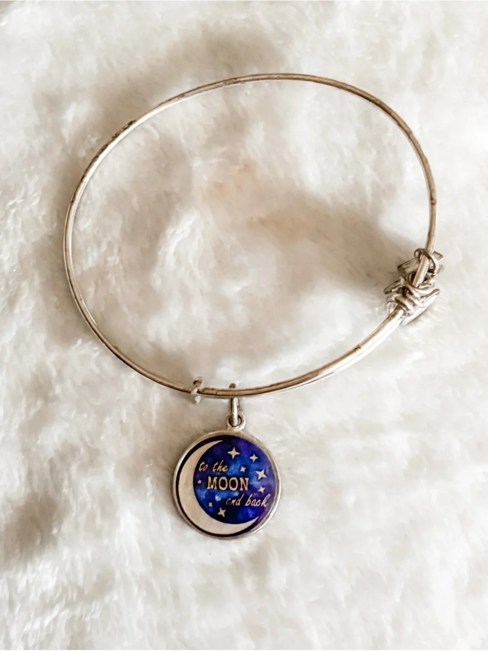 Alex and Ani 'To the Moon and Back' Charm Bangle Bracelet - Silver & Blue